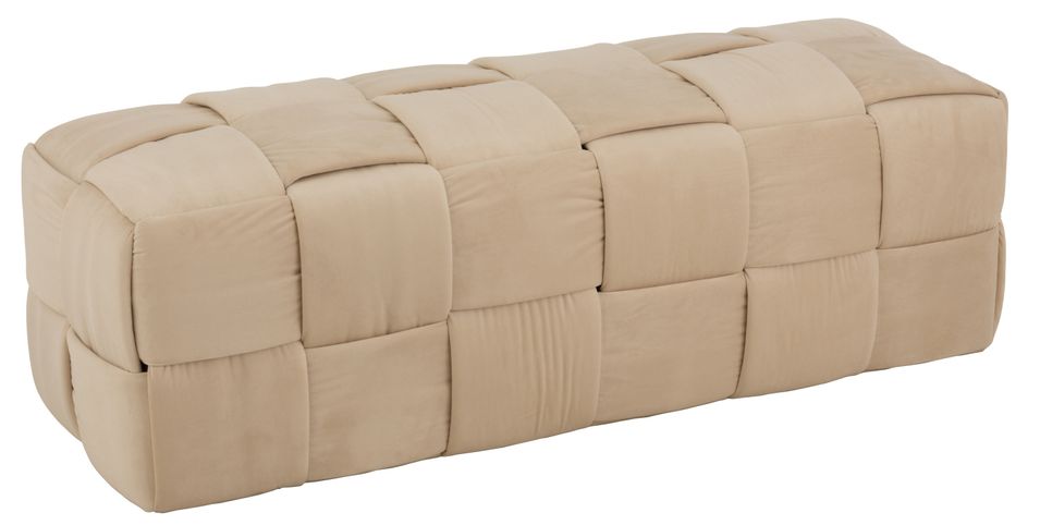 Pouf 3 places tissu beige Feni L 120 cm - Photo n°1