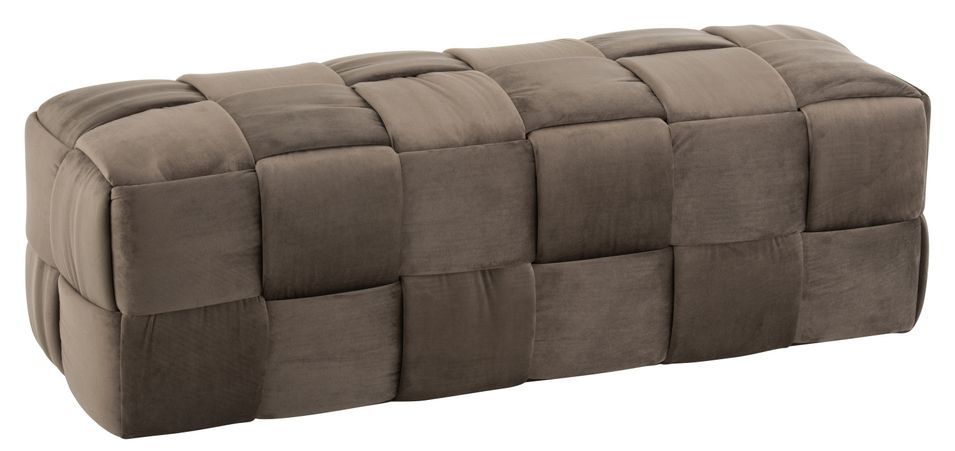 Pouf 3 places tissu gris foncé Livy L 120 cm - Photo n°1