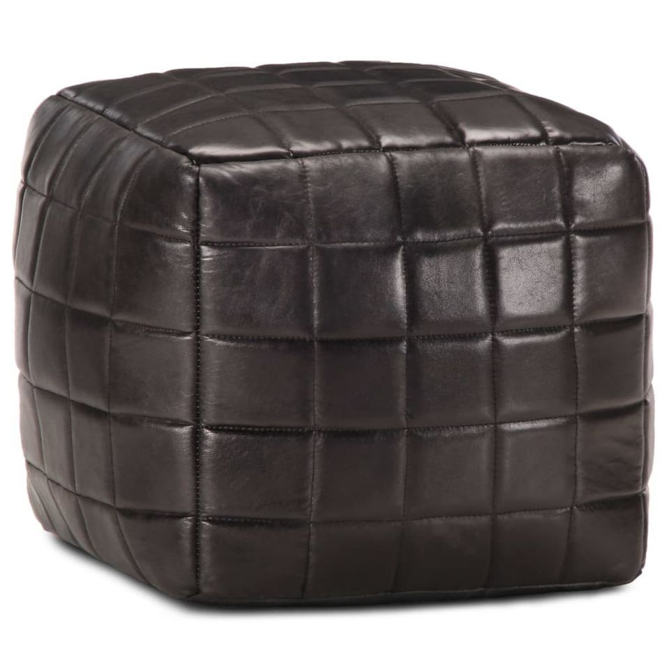 Pouf 40 x 40 x 40 cm Noir Cuir véritable de chèvre - Photo n°1