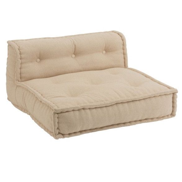 Pouf avec dossier tissu beige Geera - Photo n°1