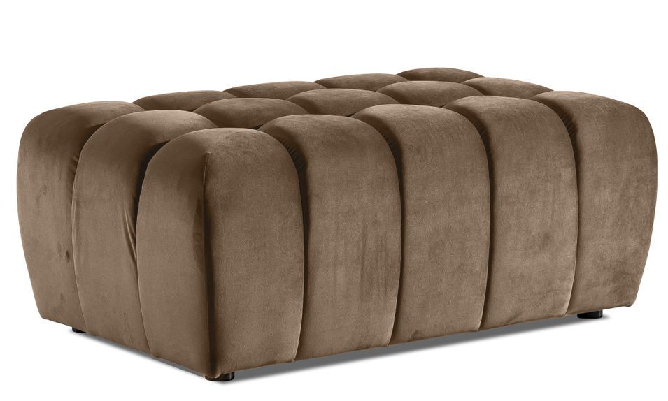 Pouf capitonné LARKO velours - Photo n°1