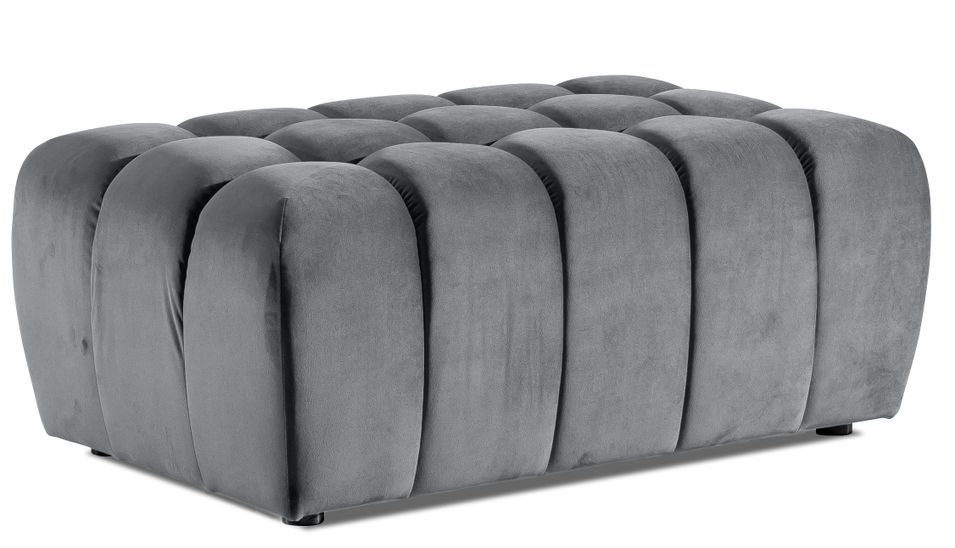 Pouf capitonné LARKO velours - Photo n°1