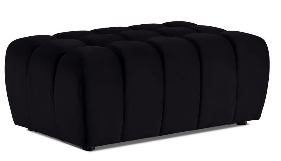 Pouf capitonné LARKO velours - Photo n°1