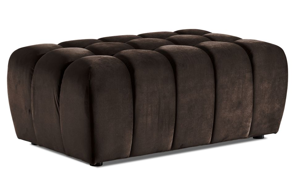 Pouf capitonné LARKO velours - Photo n°1