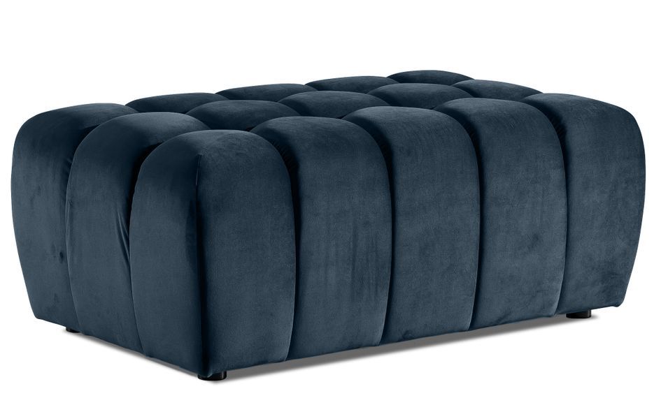 Pouf capitonné LARKO velours - Photo n°1