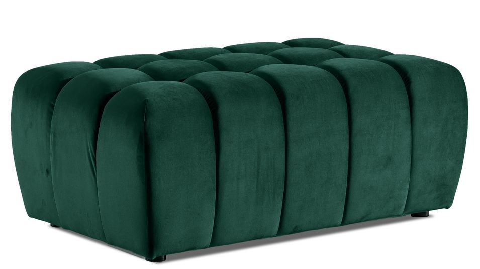 Pouf capitonné LARKO velours - Photo n°1