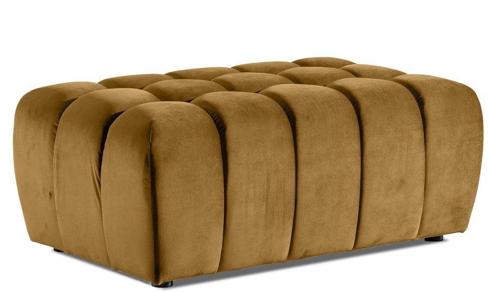 Pouf capitonné LARKO velours - Photo n°1