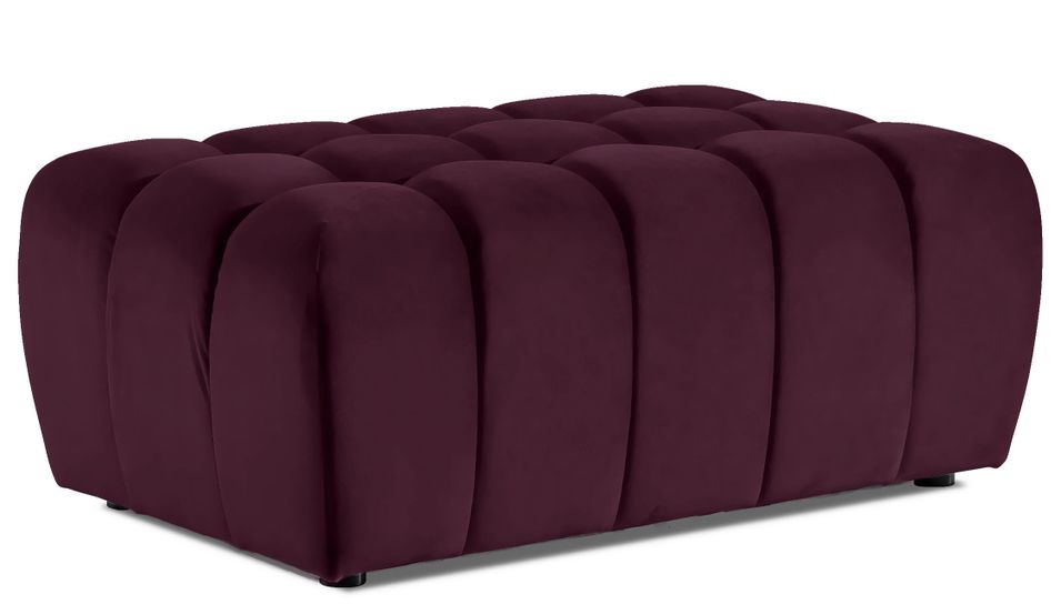 Pouf capitonné LARKO velours - Photo n°1