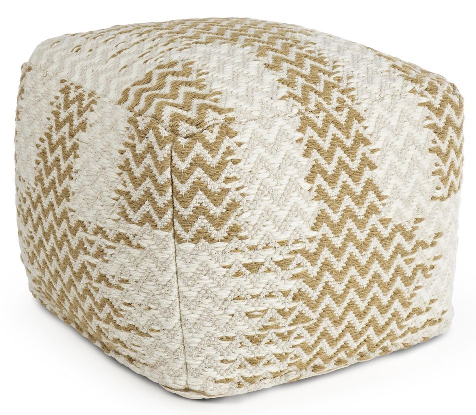 Pouf carré en coton et laine bicolore Tabata - Lot de 2 - Photo n°1