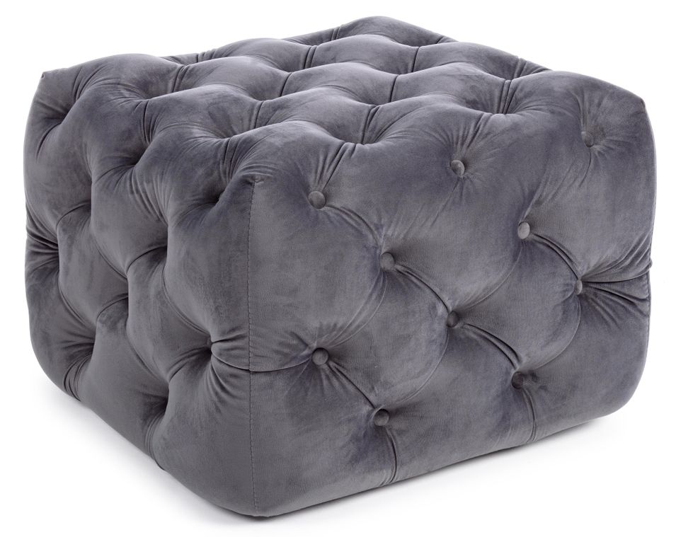 Pouf carré en velours gris foncé Vania L 62 cm - Photo n°1