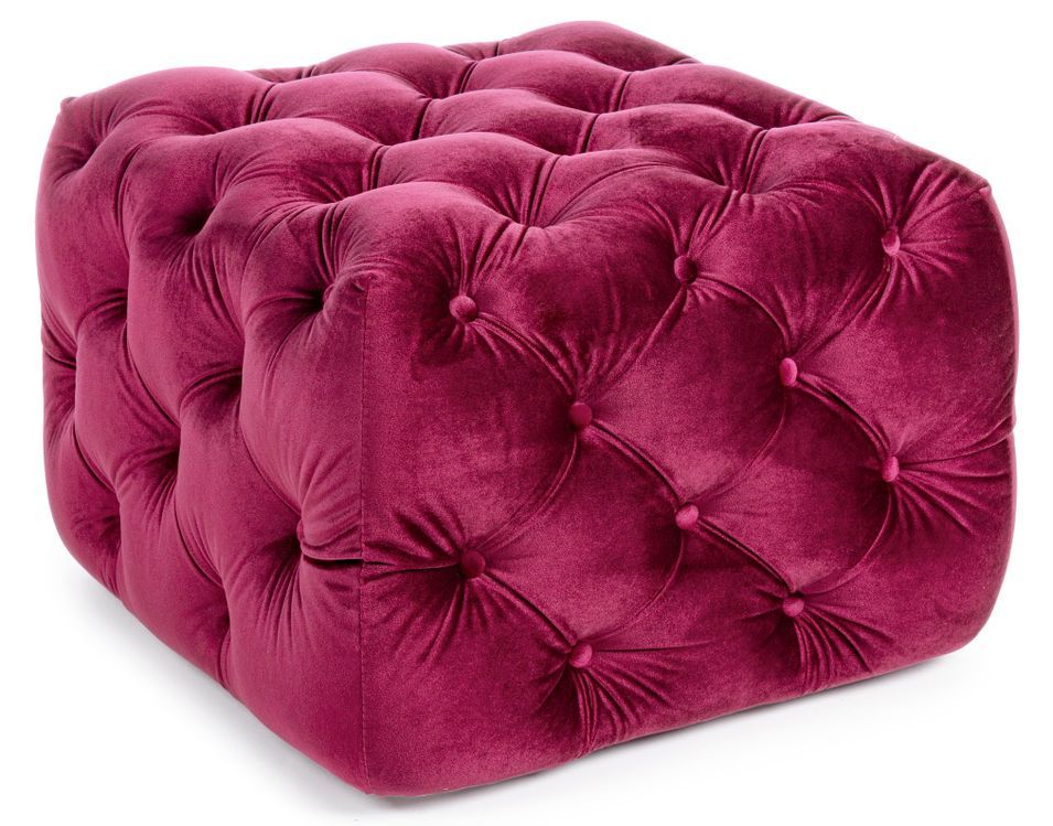 Pouf carré en velours rose fuchsia Vania L 62 cm - Photo n°1