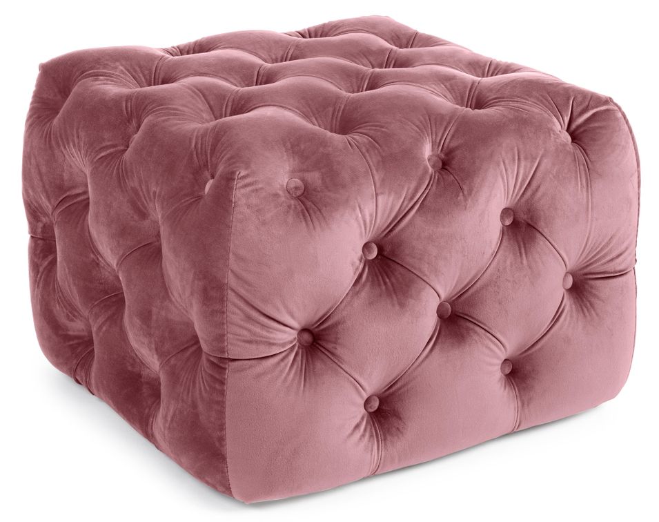 Pouf carré en velours rose Vania L 62 cm - Photo n°1