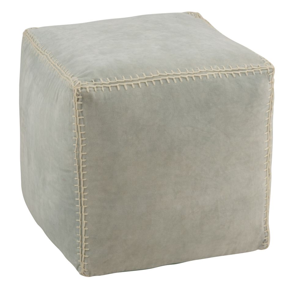 Pouf carré en velours vert menthe Archi L 47 cm - Photo n°1