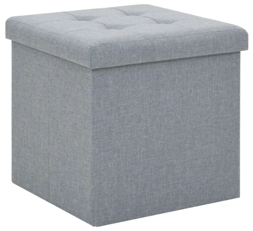Pouf carré pliable tissu gris clair Arania - Photo n°1