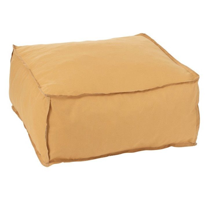 Pouf carré polyester jaune Nayra - Photo n°1