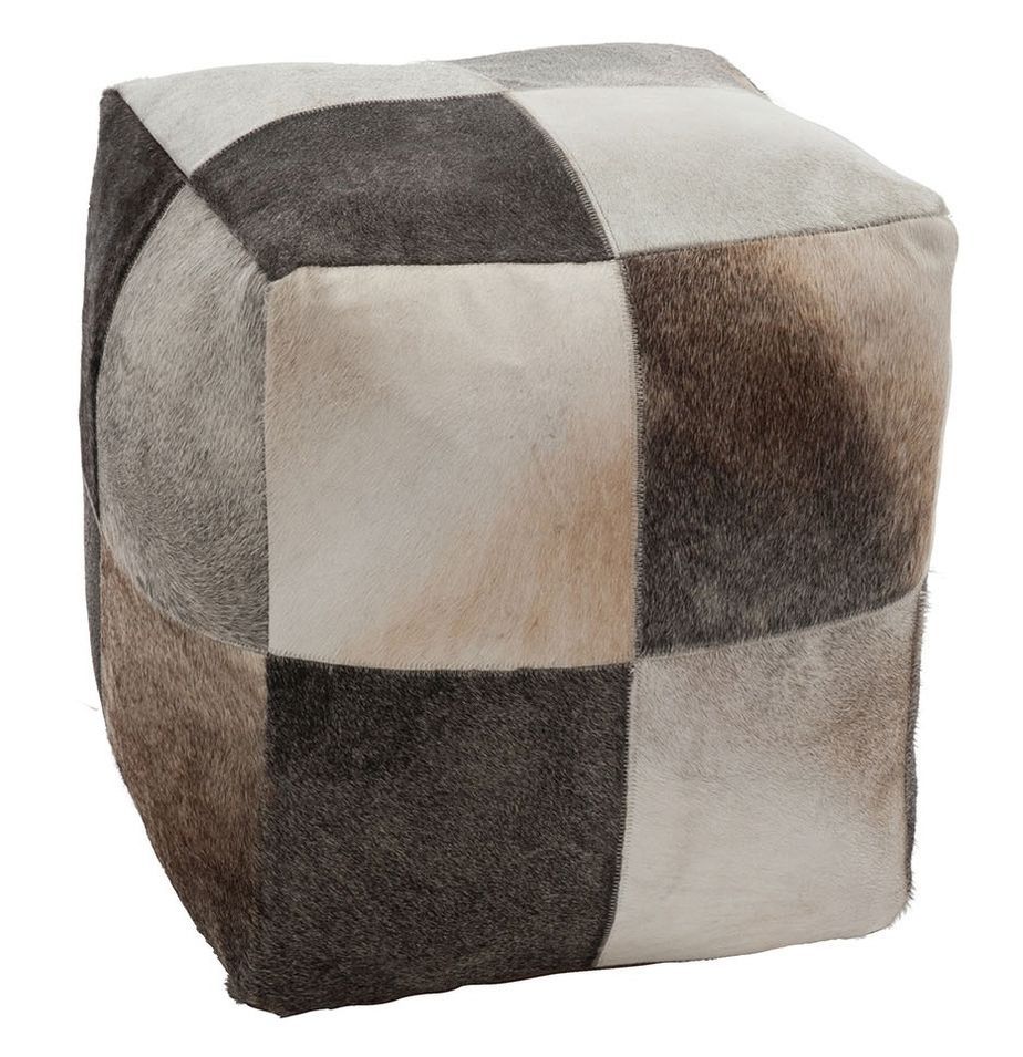 Pouf carré tissu marron et gris Paraty L 44 cm - Photo n°1