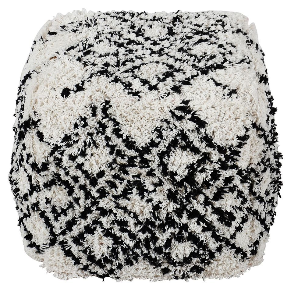 Pouf carré tissu noir et blanc Bettie - Photo n°1