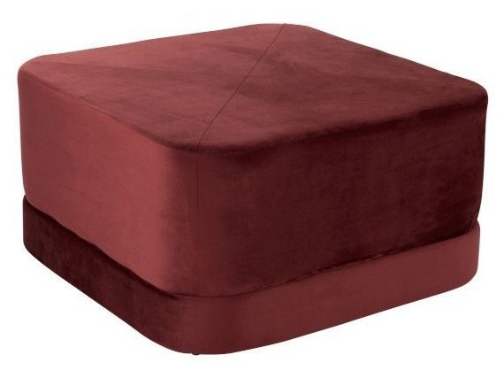 Pouf carré velours bordeaux Winno L 65 cm - Photo n°1