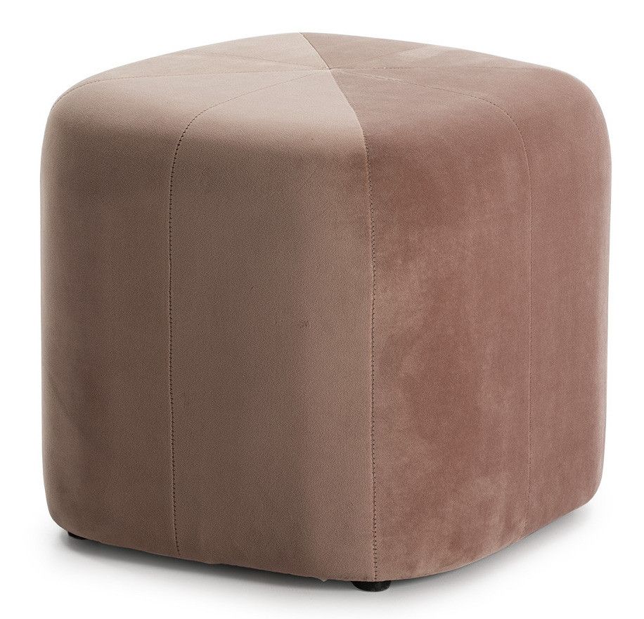 Pouf carré velours rose - Photo n°1