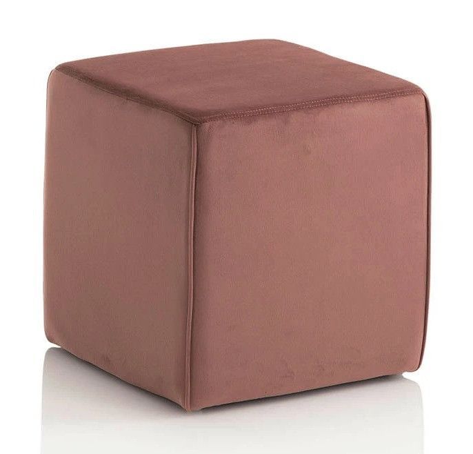 Pouf carré velours rose Joi - Photo n°1