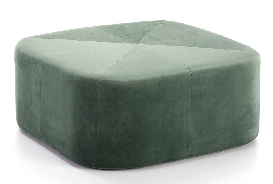 Pouf carré velours vert menthe L 80 cm - Photo n°1