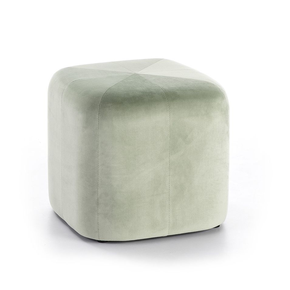 Pouf carré velours vert thym Brunel - Photo n°1