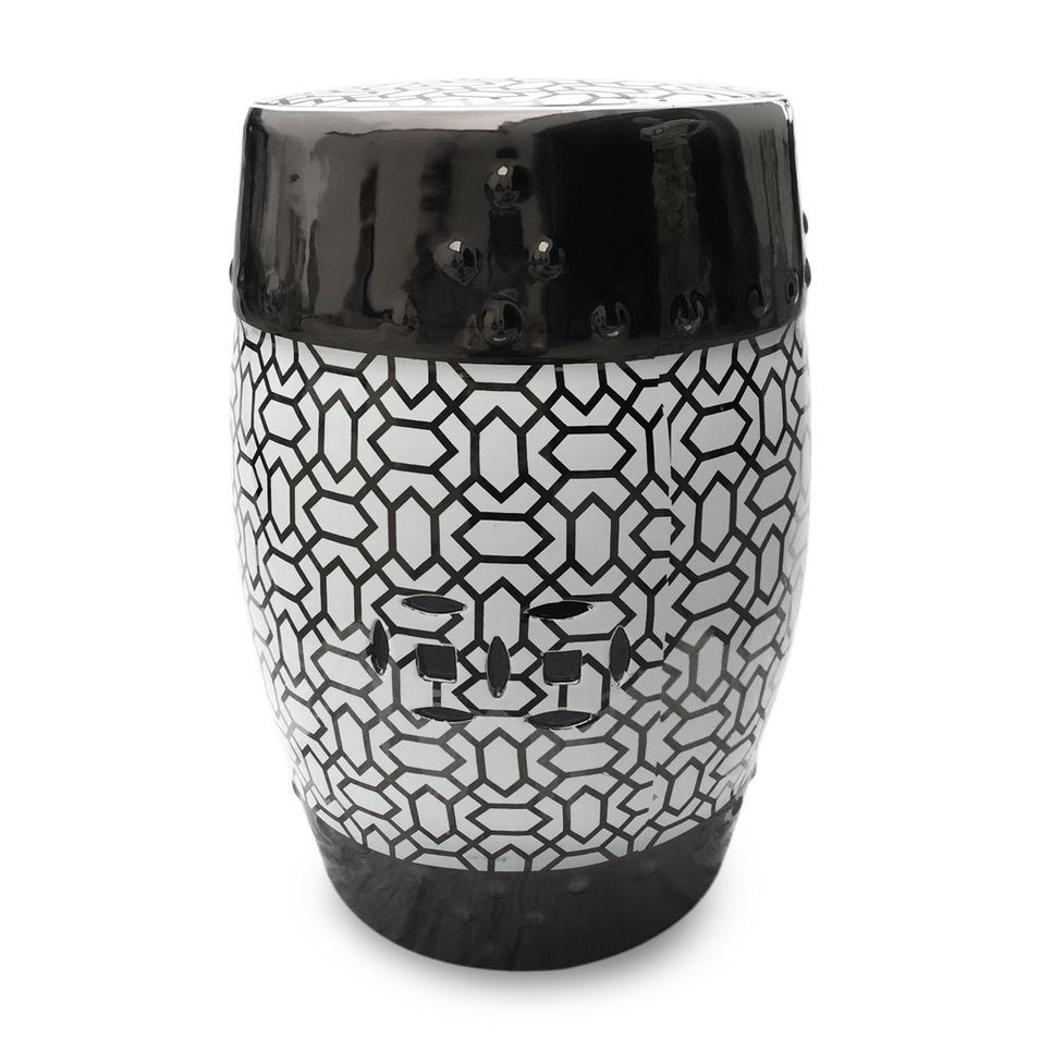 Pouf céramique noir et blanc Mozzak - Photo n°1