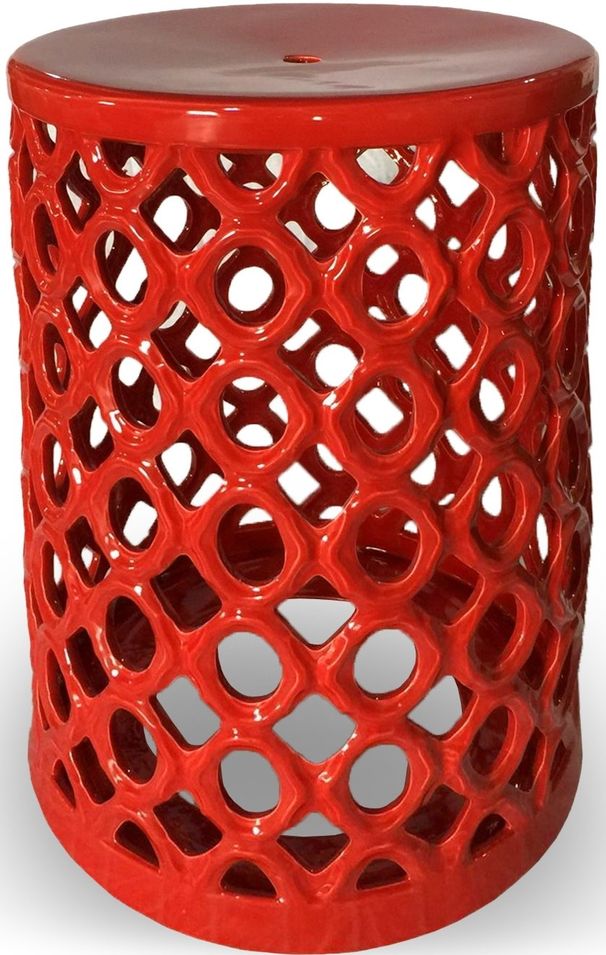 Pouf céramique rouge Shyn - Photo n°1