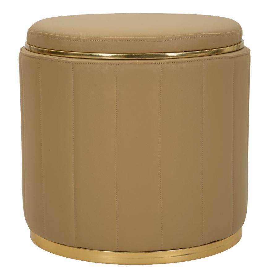 Pouf coffre de rangement marron avec base dorée London - Photo n°1