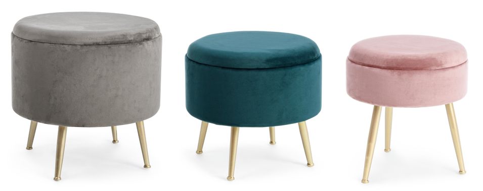 Pouf coffre en bois MDF 3 couleurs et tailles Polia - Lot de 3 - Photo n°1