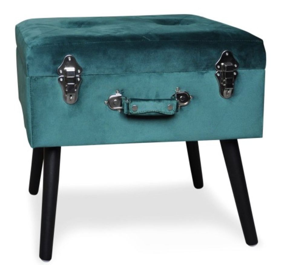 Pouf coffre velours vert Patio - Photo n°1