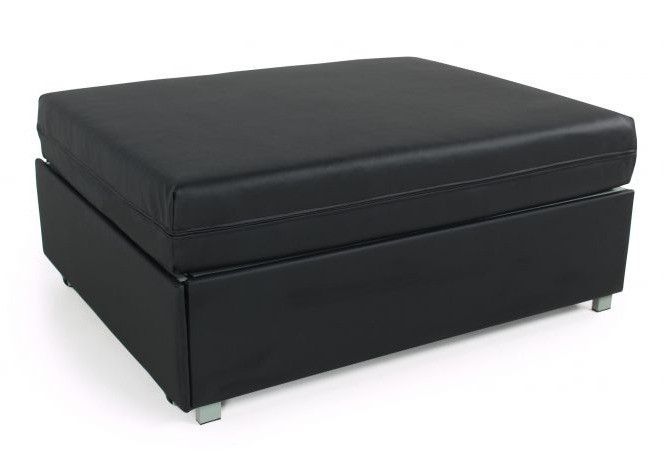 Pouf convertible en lit 1 place simili cuir noir Politan - Photo n°1