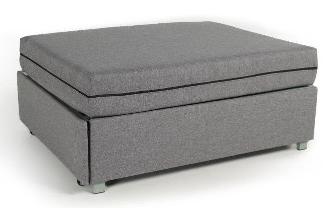 Pouf convertible en lit 1 place tissu gris Politan - Photo n°1