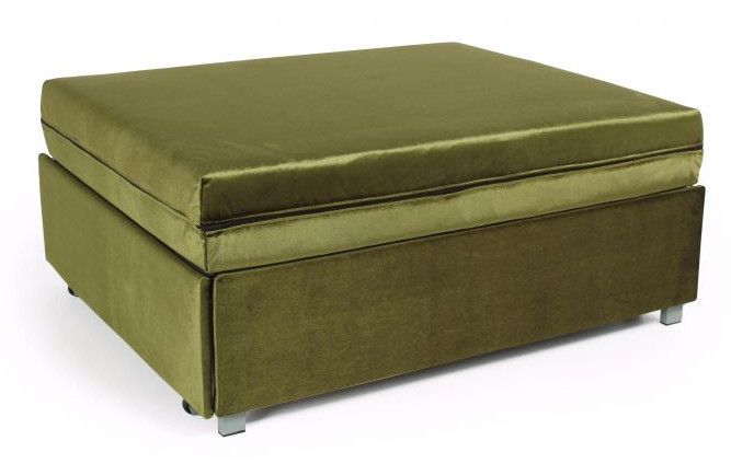 Pouf convertible en lit 1 place velours vert kaki Politan - Photo n°1