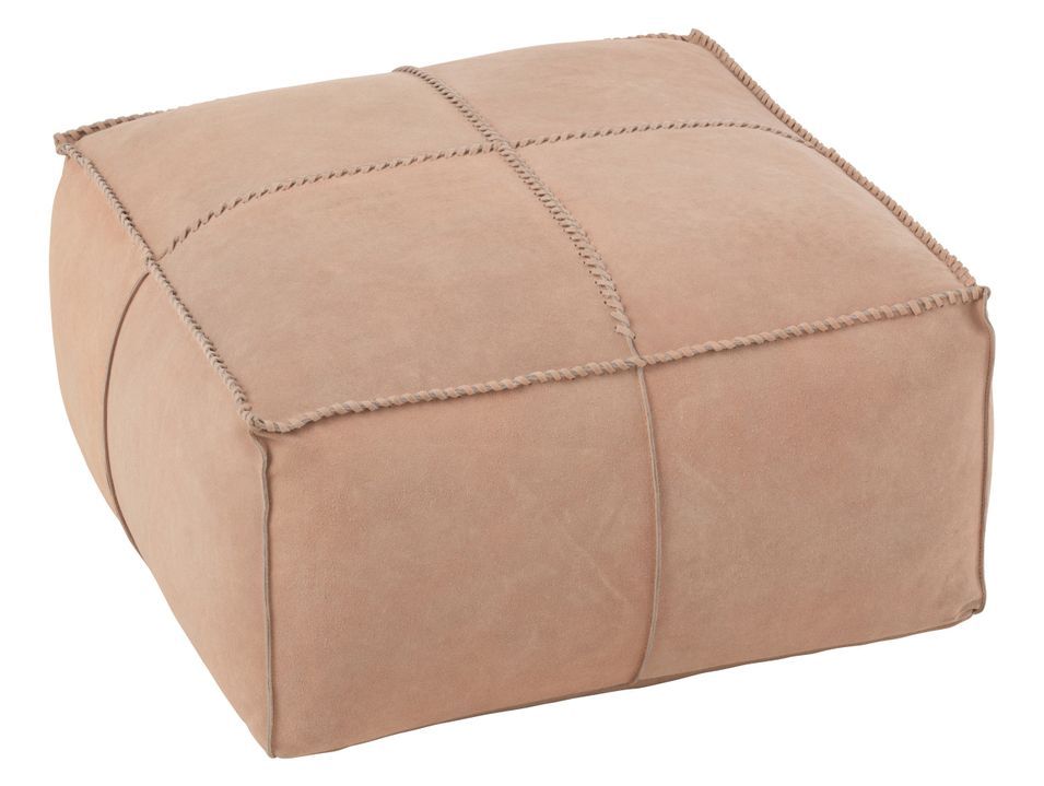 Pouf croix carré cuir rose Anasty L 58.5 cm - Photo n°1