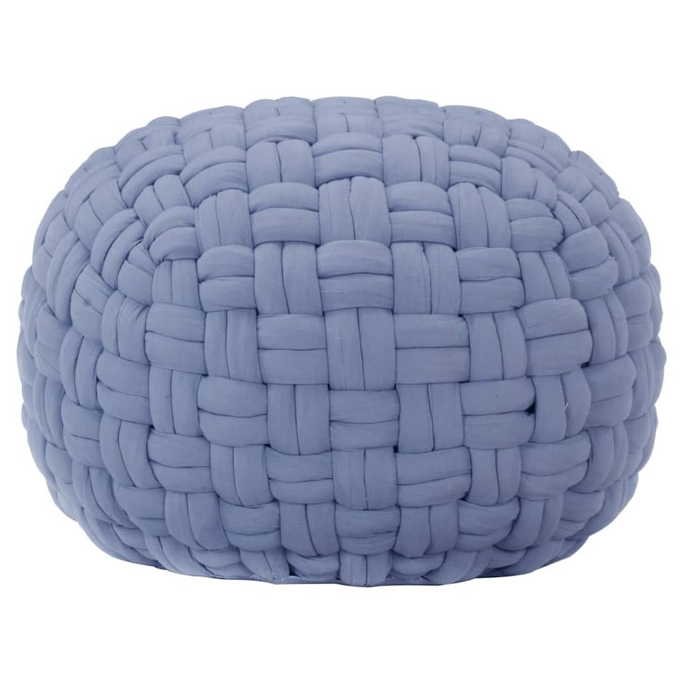 Pouf Design tressé Bleu 50x35 cm Coton - Photo n°1