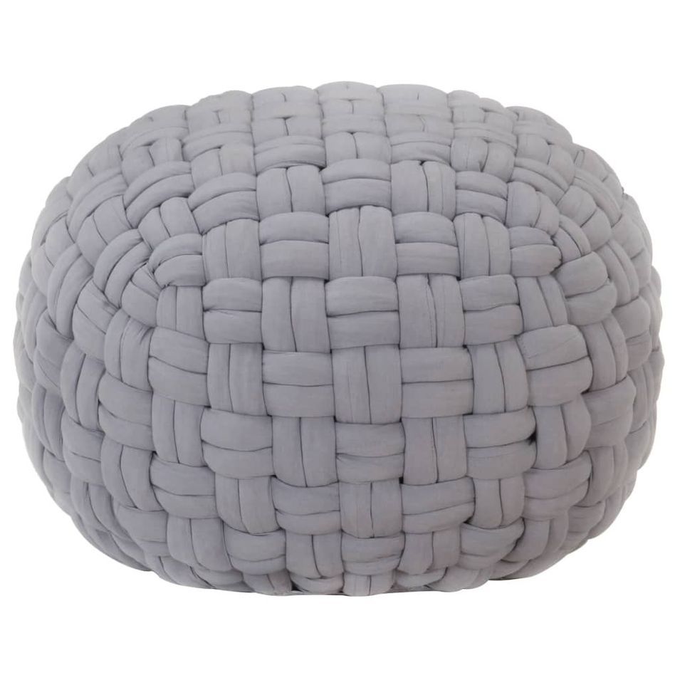 Pouf Design tressé Gris 50x35 cm Coton - Photo n°1