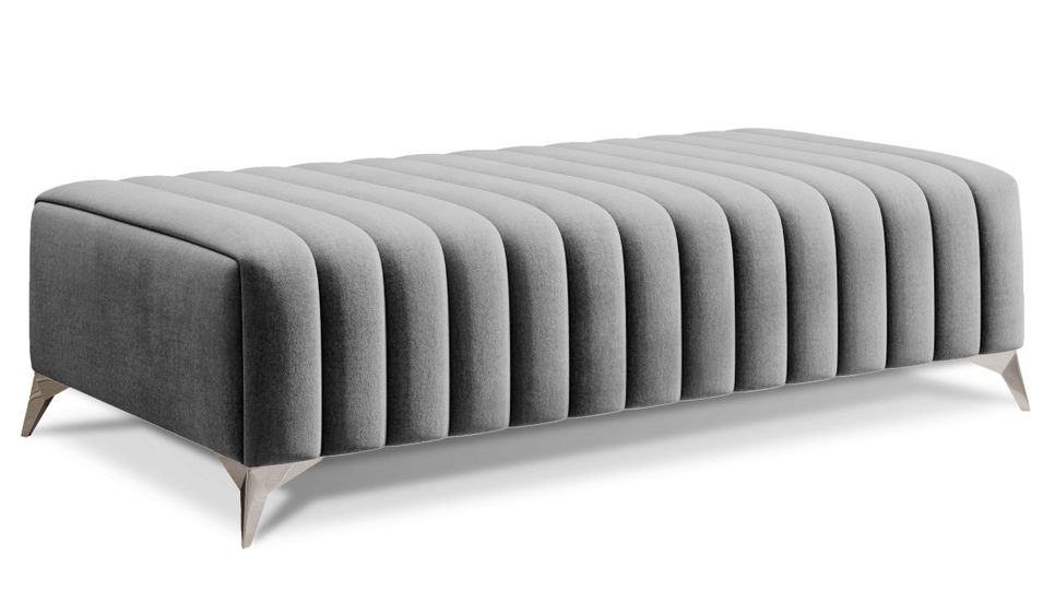 Pouf design velours avec pieds en acier chromé LOZA - Photo n°1