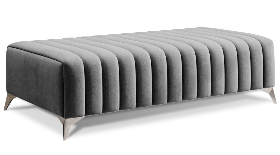 Pouf design velours avec pieds en acier chromé LOZA - Photo n°1