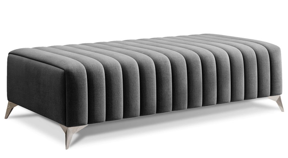 Pouf design velours avec pieds en acier chromé LOZA - Photo n°1