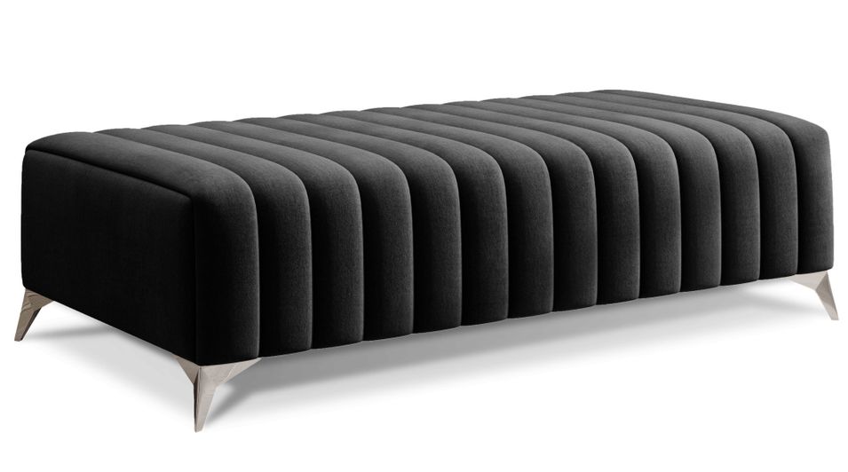 Pouf design velours avec pieds en acier chromé LOZA - Photo n°1