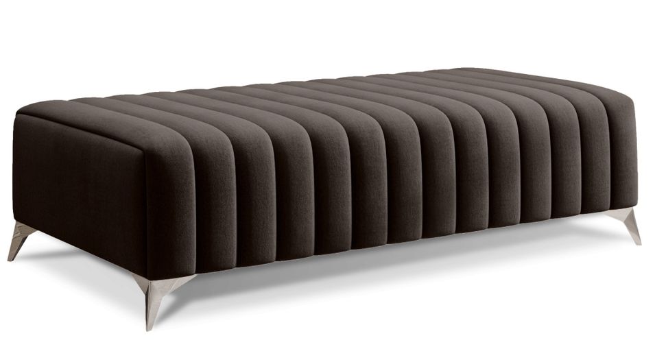 Pouf design velours avec pieds en acier chromé LOZA - Photo n°1