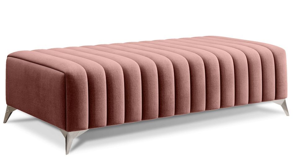 Pouf design velours avec pieds en acier chromé LOZA - Photo n°1