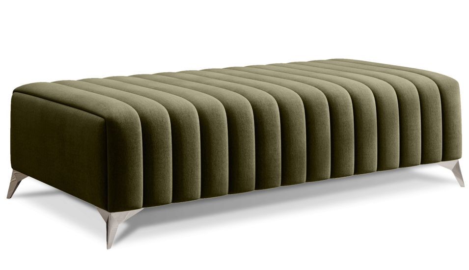 Pouf design velours avec pieds en acier chromé LOZA - Photo n°1