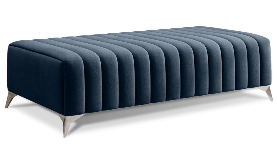 Pouf design velours avec pieds en acier chromé LOZA - Photo n°1