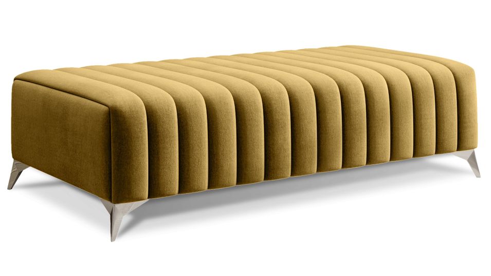 Pouf design velours avec pieds en acier chromé LOZA - Photo n°1