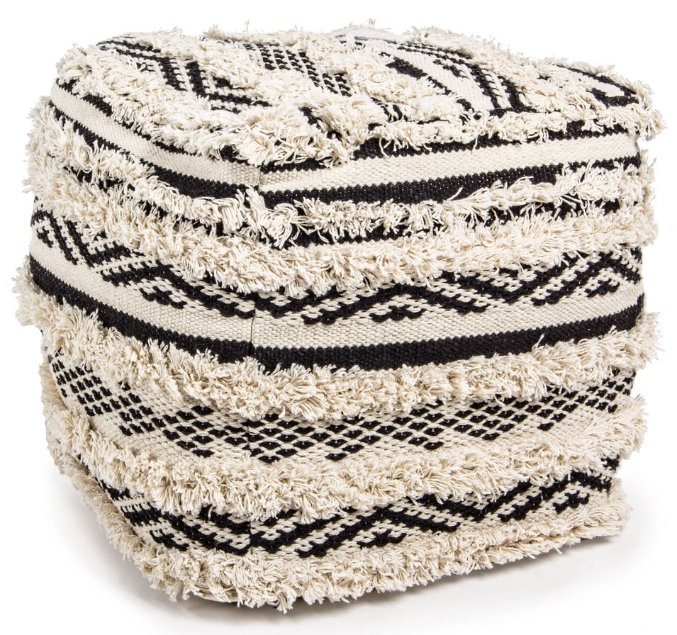 Pouf en coton original bicolore Yuca - Lot de 2 - Photo n°1