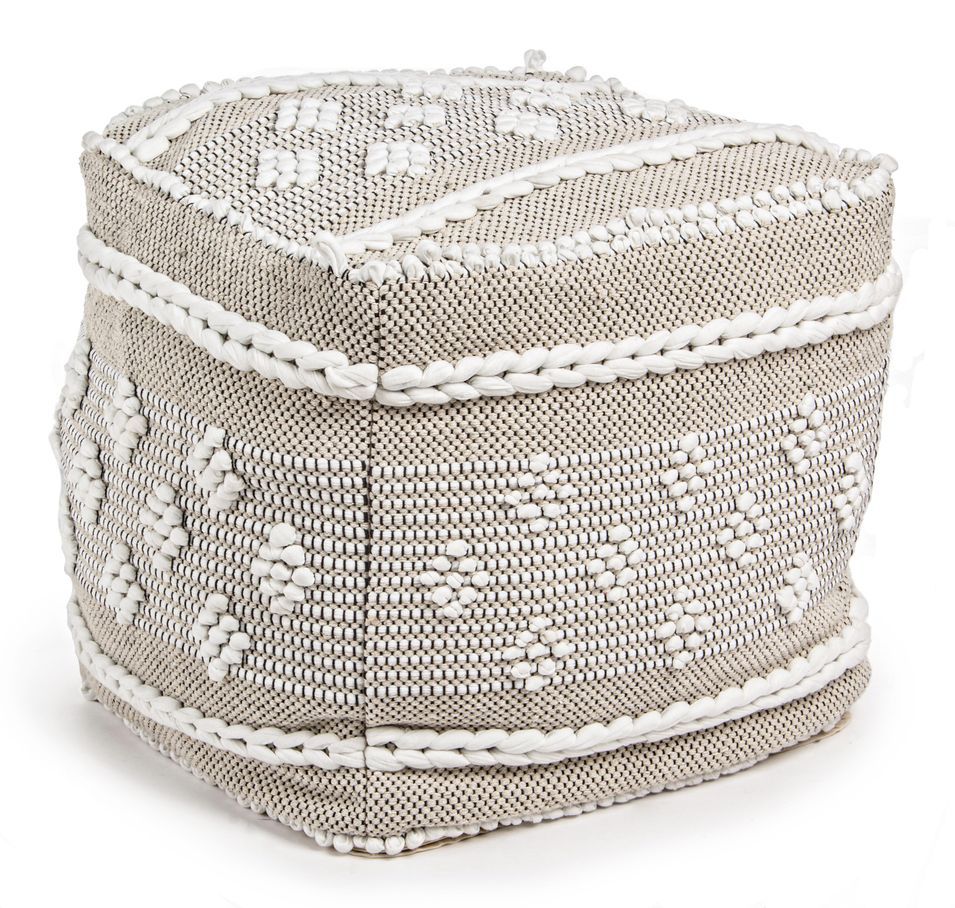 Pouf en coton avec motifs bicolore Vera - Lot de 2 - Photo n°1