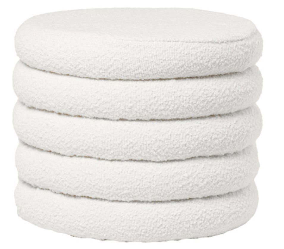 Pouf en tissu shearling avec rangement Kary - Photo n°1