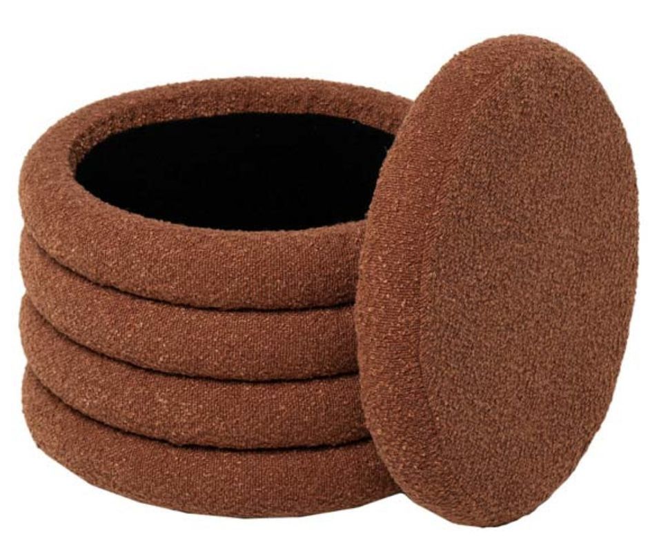 Pouf en tissu shearling avec rangement Kary - Photo n°2